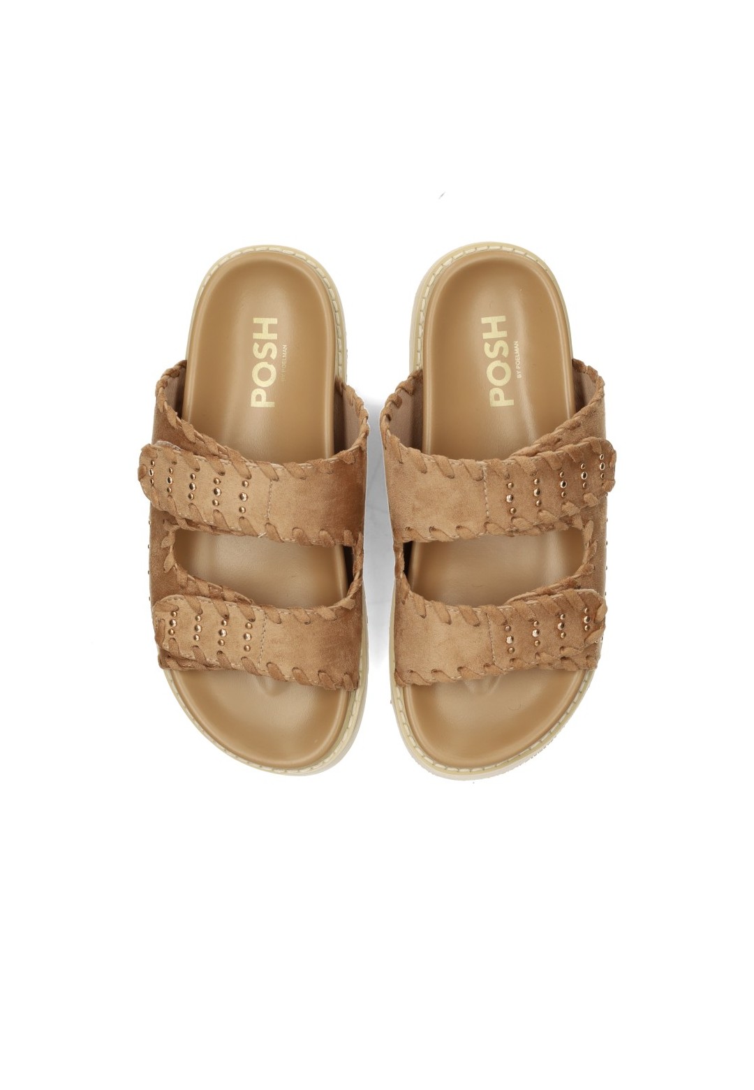 POSH by Poelman NENA dames sandalen beige – bovenaanzicht paar