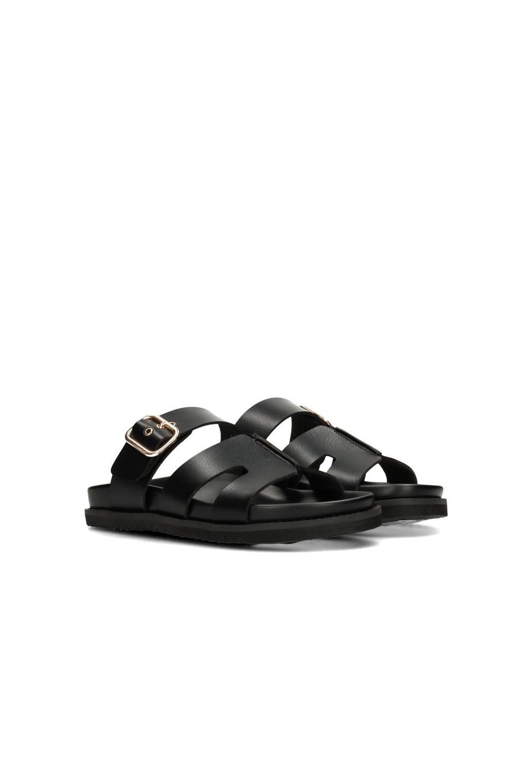 POSH by Poelman Livia dames sandalen zwart – schuin vooraanzicht
