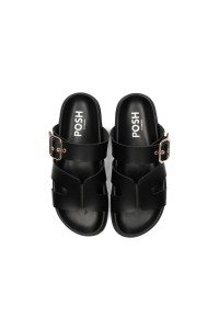 POSH by Poelman Livia women’s black sandals – top view pair