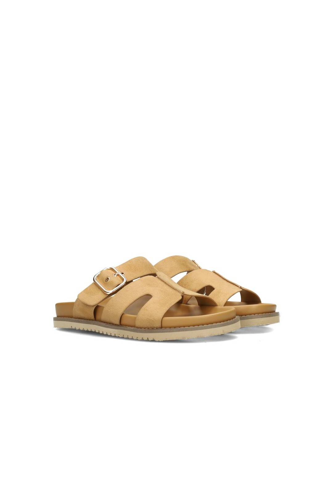 POSH by Poelman Livia dames sandalen taupe – schuin vooraanzicht