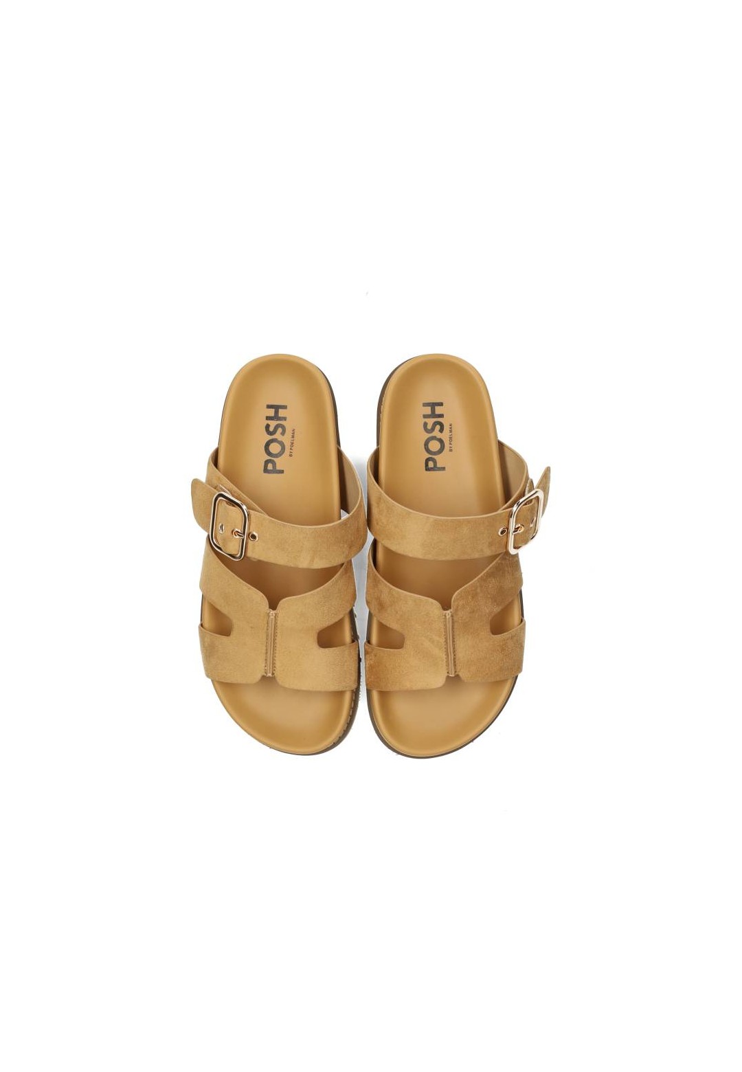 POSH by Poelman Livia dames sandalen taupe – bovenaanzicht paar