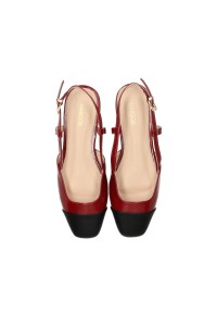 Haboob Bisou red ballerina flats with black toe cap, top view