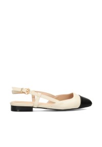 Haboob Bisou cream slingback flats with straps, main image side view