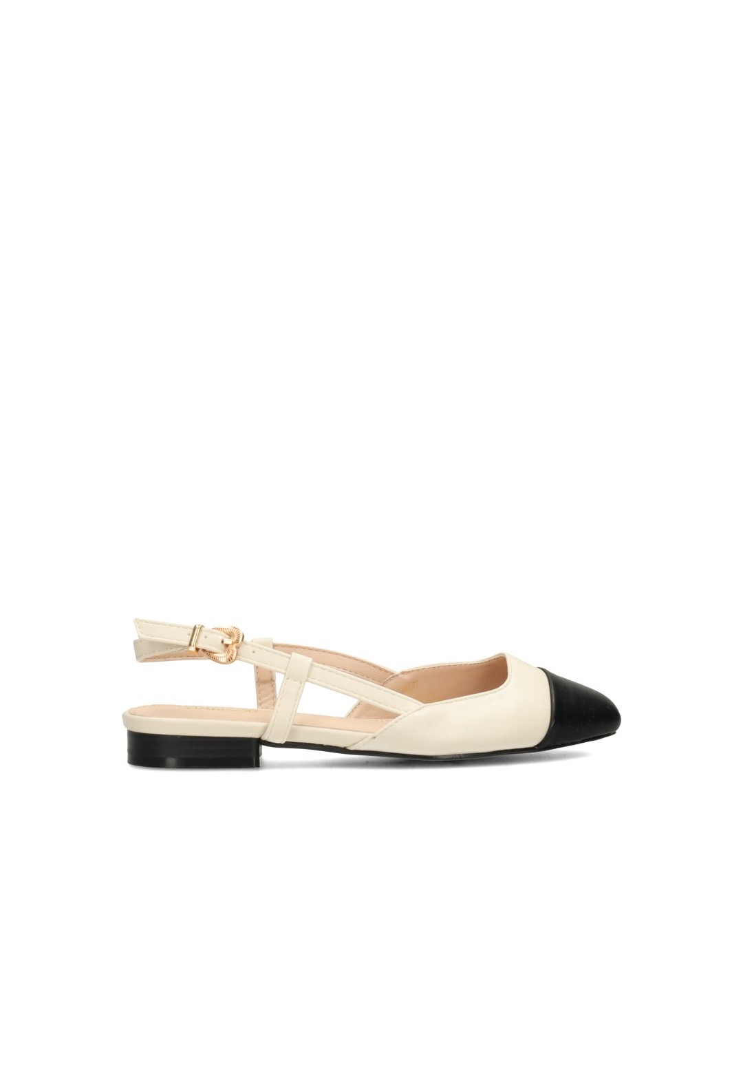 Haboob Bisou cream slingback flats with straps, main image side view