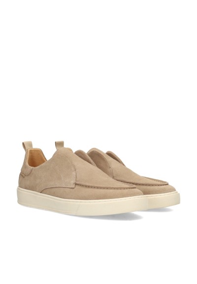Poelman Ace heren loafers taupe suède – schuin vooraanzicht