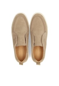 Poelman Ace men's taupe suede loafers – top view pair