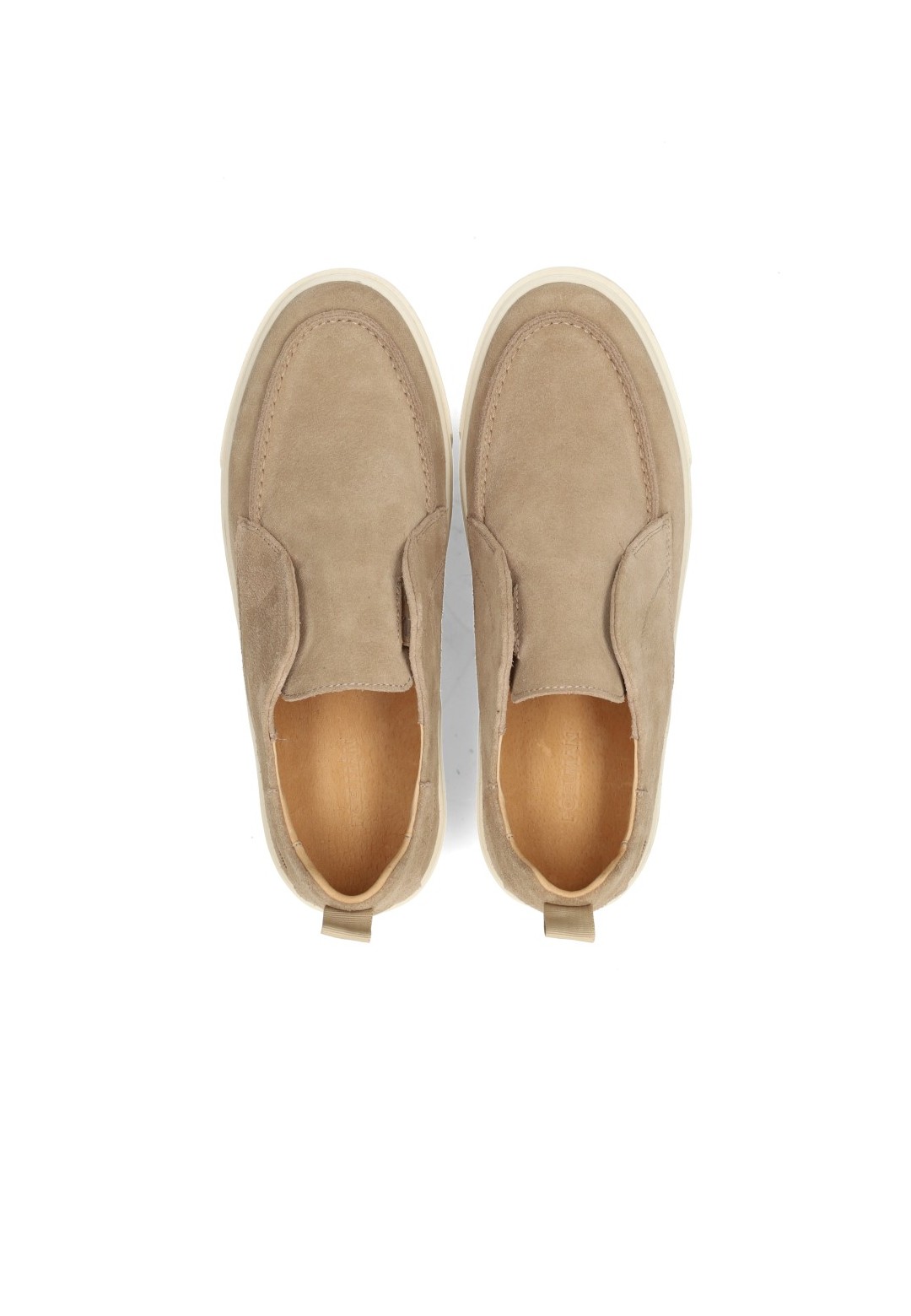 Poelman Ace men's taupe suede loafers – top view pair