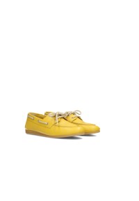 PS Poelman Callie dames loafers geel – schuin vooraanzicht