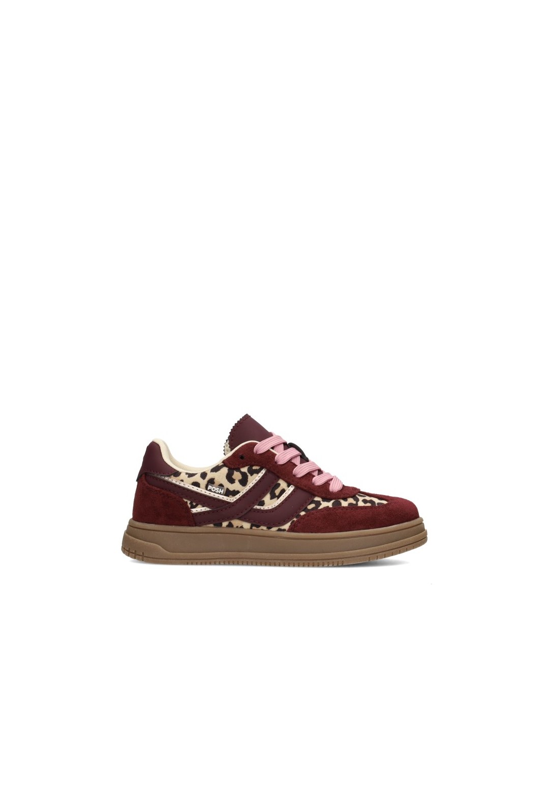 POSH By Poelman Dayna girls' sneakers in burgundy with pink accents – side view product