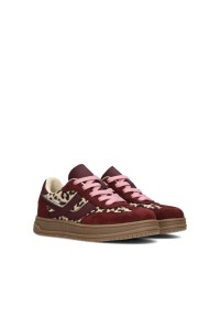 POSH By Poelman Dayna girls' sneakers in burgundy with pink accents – angled front view