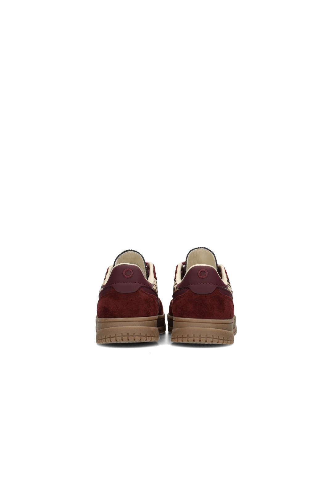 POSH By Poelman Dayna burgundy sneakers with pink accents – back view pair