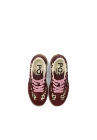 POSH By Poelman Dayna Mädchen Sneaker in Bordeaux mit rosafarbenen Akzenten – Draufsicht Paar