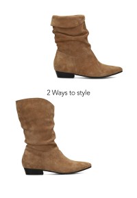 Hellbrauner Wildleder Dorien Stiefel von PS Poelman in zwei Styling-Varianten