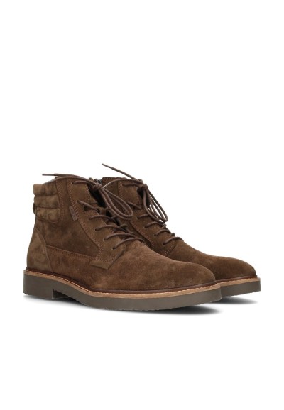 Poelman HUDSON brown suede lace-up shoes for men – angled front view