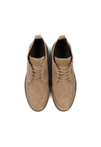 Poelman NICK beige suede lace-up sneakers for men – top view