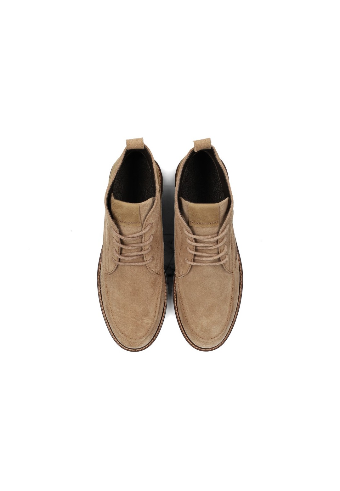 Poelman NICK beige suede lace-up sneakers for men – top view