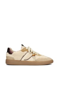 HABOOB Skye women's beige sneakers with gold accents – side view product