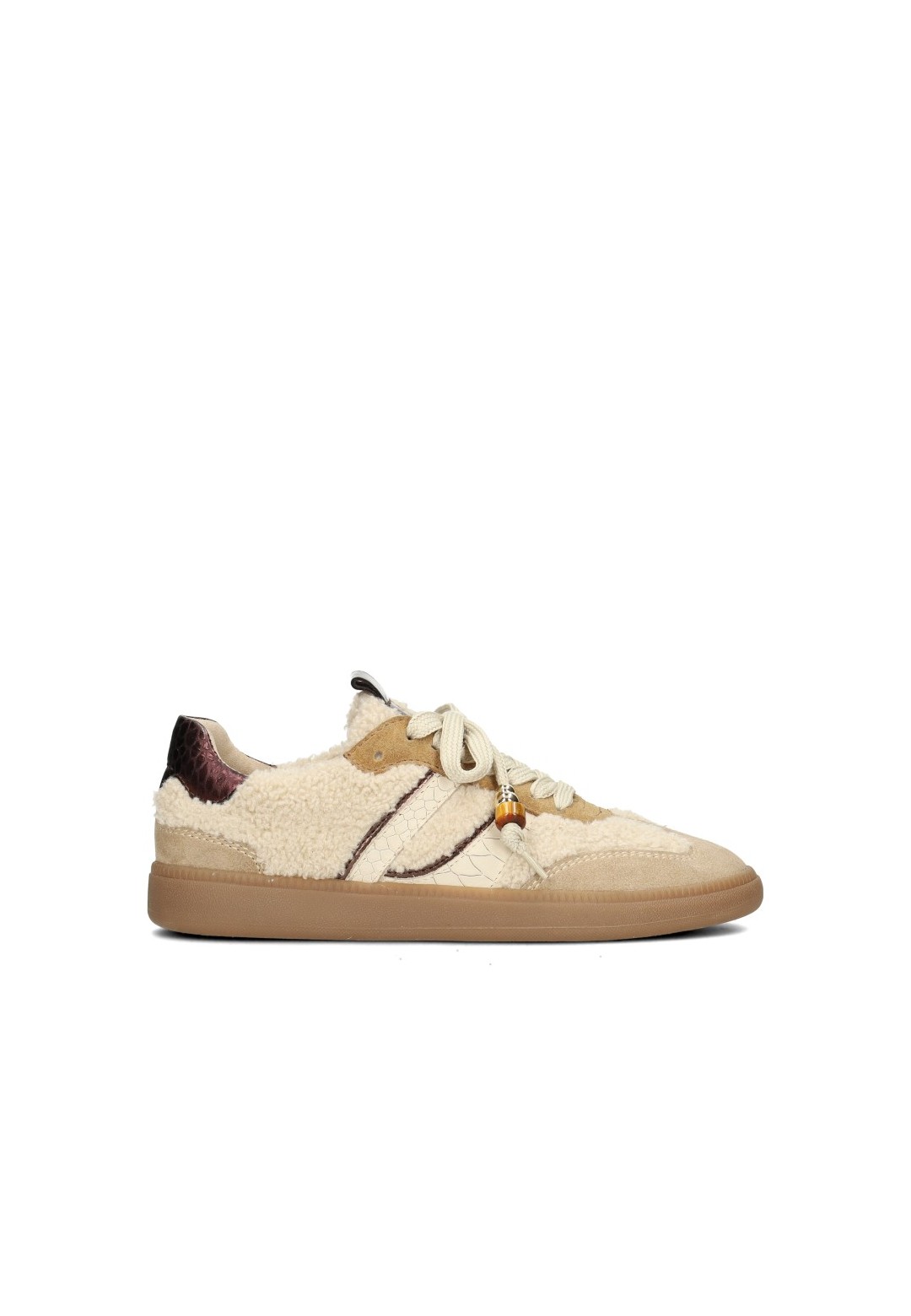 HABOOB Skye women's beige sneakers with gold accents – side view product