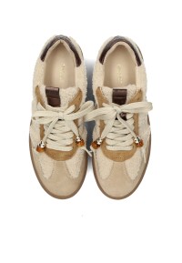 HABOOB Skye women's beige sneakers with gold accents – top view pair
