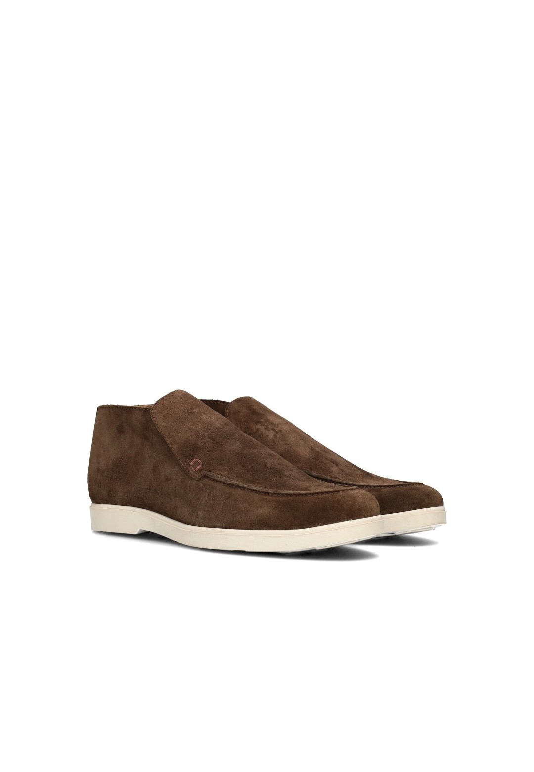 Poelman TIVOLI brown suede men’s loafers – angled side view