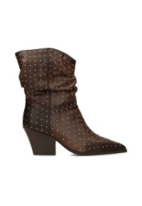 PS Poelman Dali dames laarzen donkerbruin met studs – zijaanzicht product