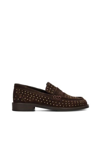 Poelman Tika dames loafers donkerbruin – zijaanzicht product