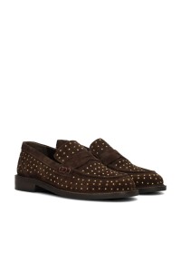 Poelman Tika dames loafers donkerbruin – schuin vooraanzicht
