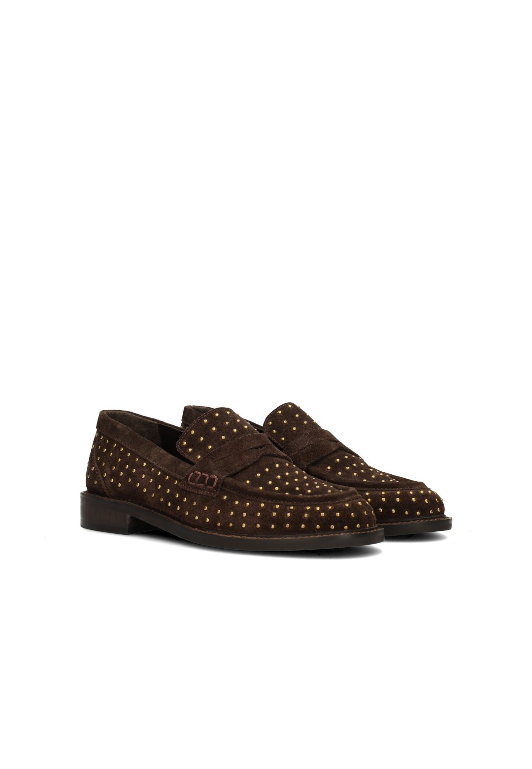 Poelman Tika dames loafers donkerbruin – schuin vooraanzicht