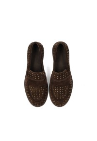 Poelman Tika dames loafers donkerbruin – bovenaanzicht paar