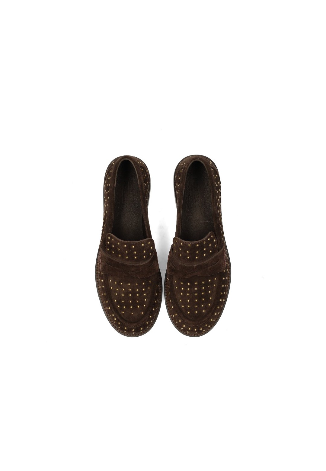Poelman Tika dames loafers donkerbruin – bovenaanzicht paar