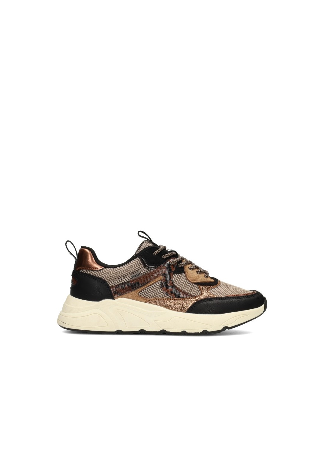 POSH By Poelman Kiki dames sneakers zwart beige – zijaanzicht product