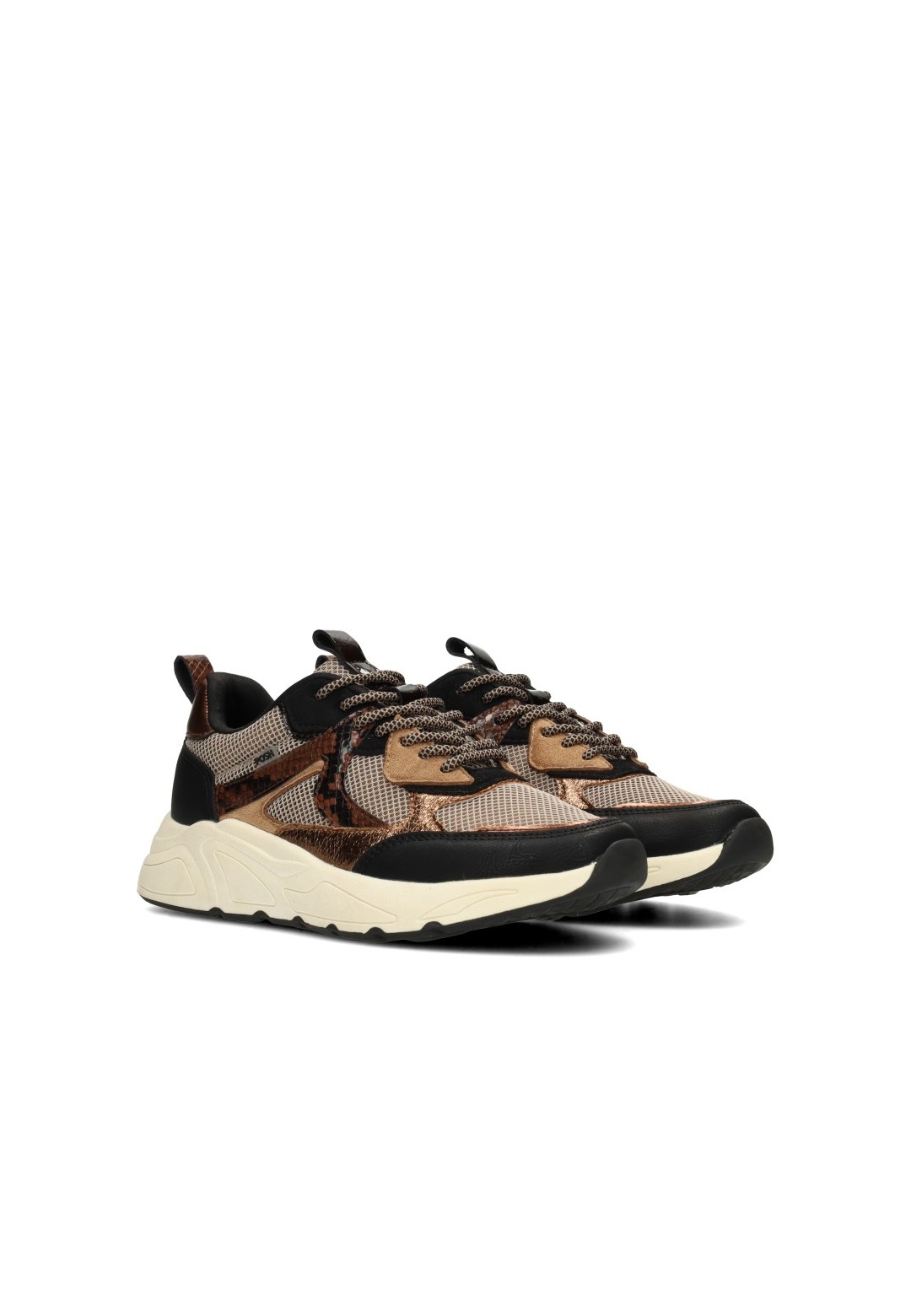 POSH By Poelman Kiki dames sneakers zwart beige – schuin vooraanzicht