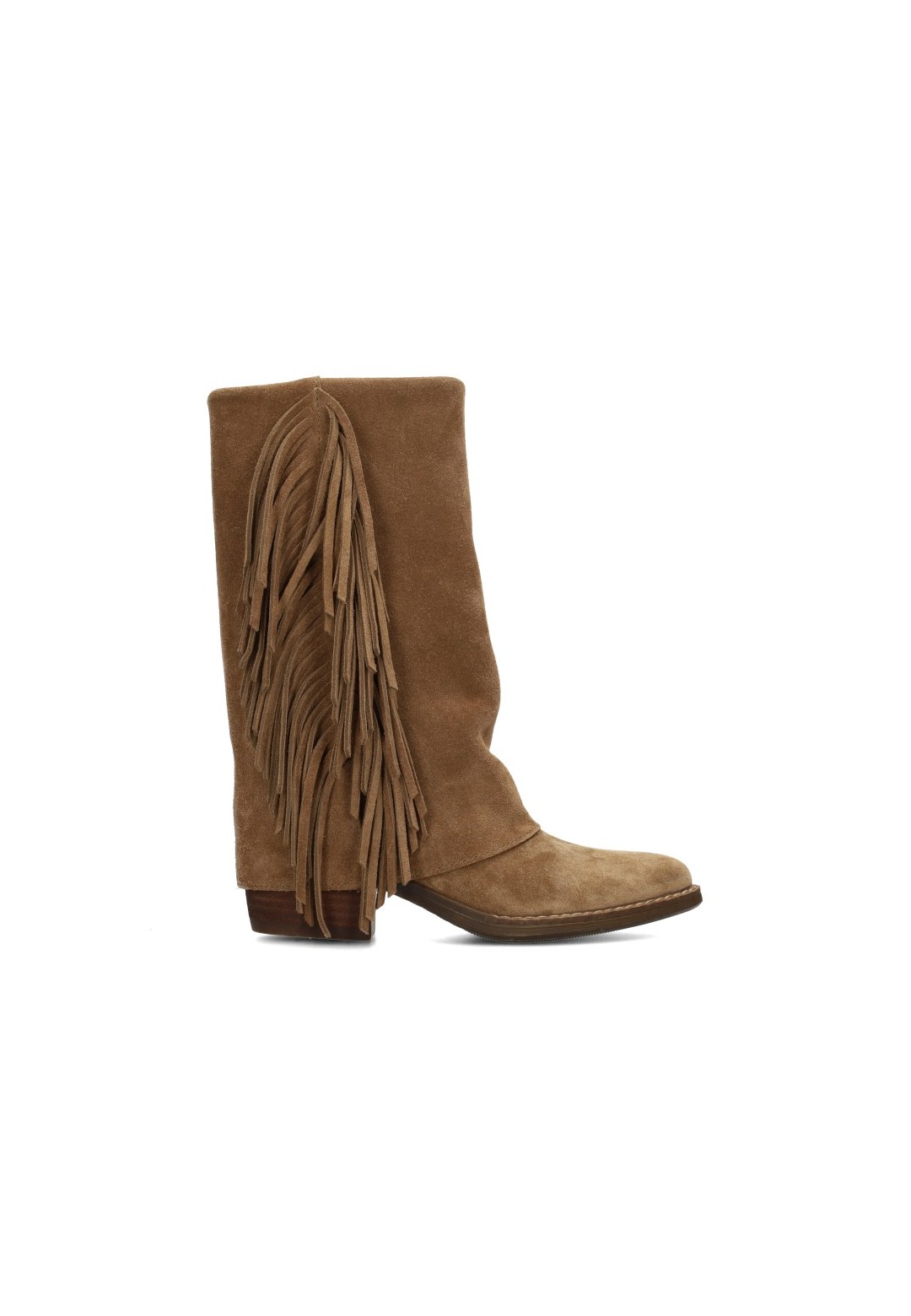 Poelman Elodie girls' taupe suede boots with fringe – side view product