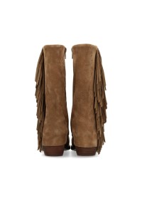 Poelman Elodie taupe suede boots with fringe – back view pair