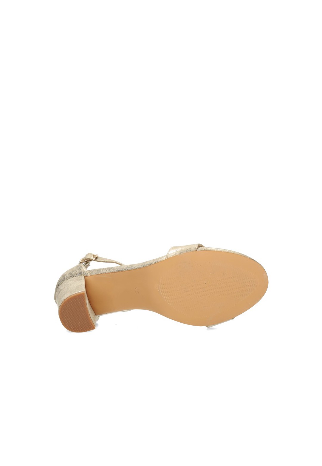Sole view of the POSH by Poelman Laurie gold women’s heel
