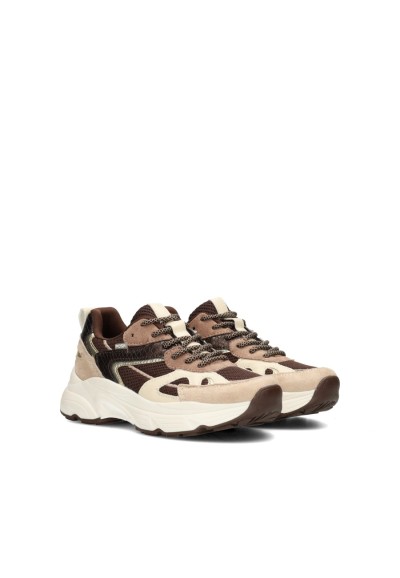 POSH By Poelman Ayoki girls' sneakers in beige, taupe and brown – angled front view