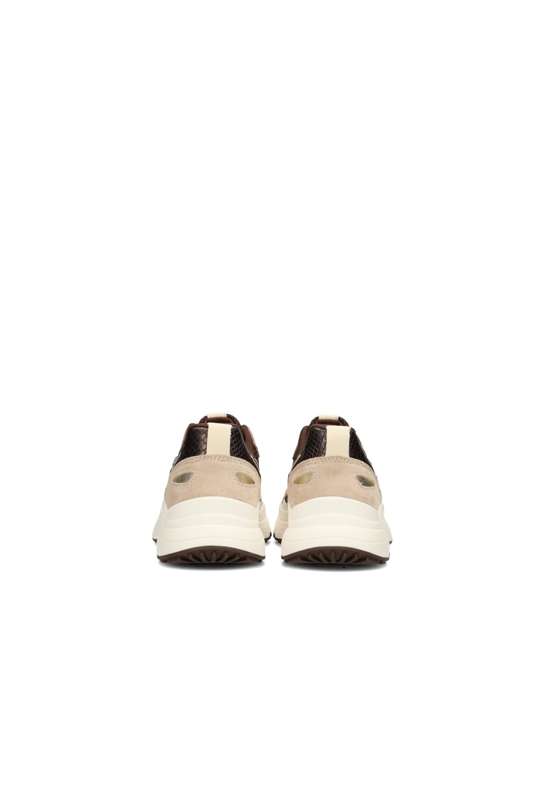 POSH By Poelman Ayoki beige, taupe and brown sneakers – back view pair