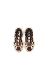 POSH By Poelman Ayoki girls' sneakers in beige, taupe and brown – top view pair