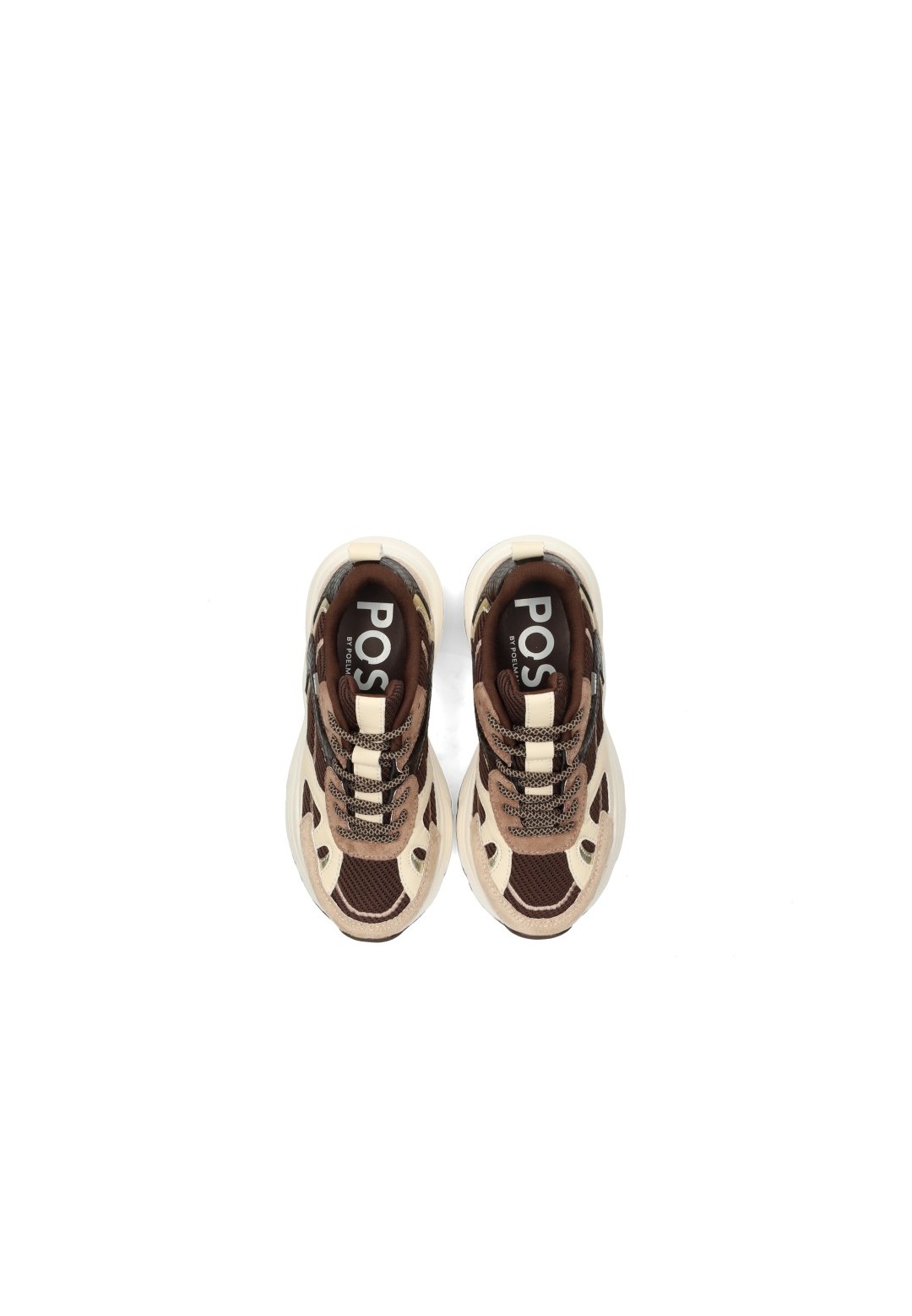 POSH By Poelman Ayoki girls' sneakers in beige, taupe and brown – top view pair