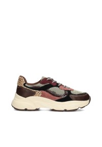 POSH By Poelman Angy dames sneakers bordeaux met dierenprint – zijaanzicht product