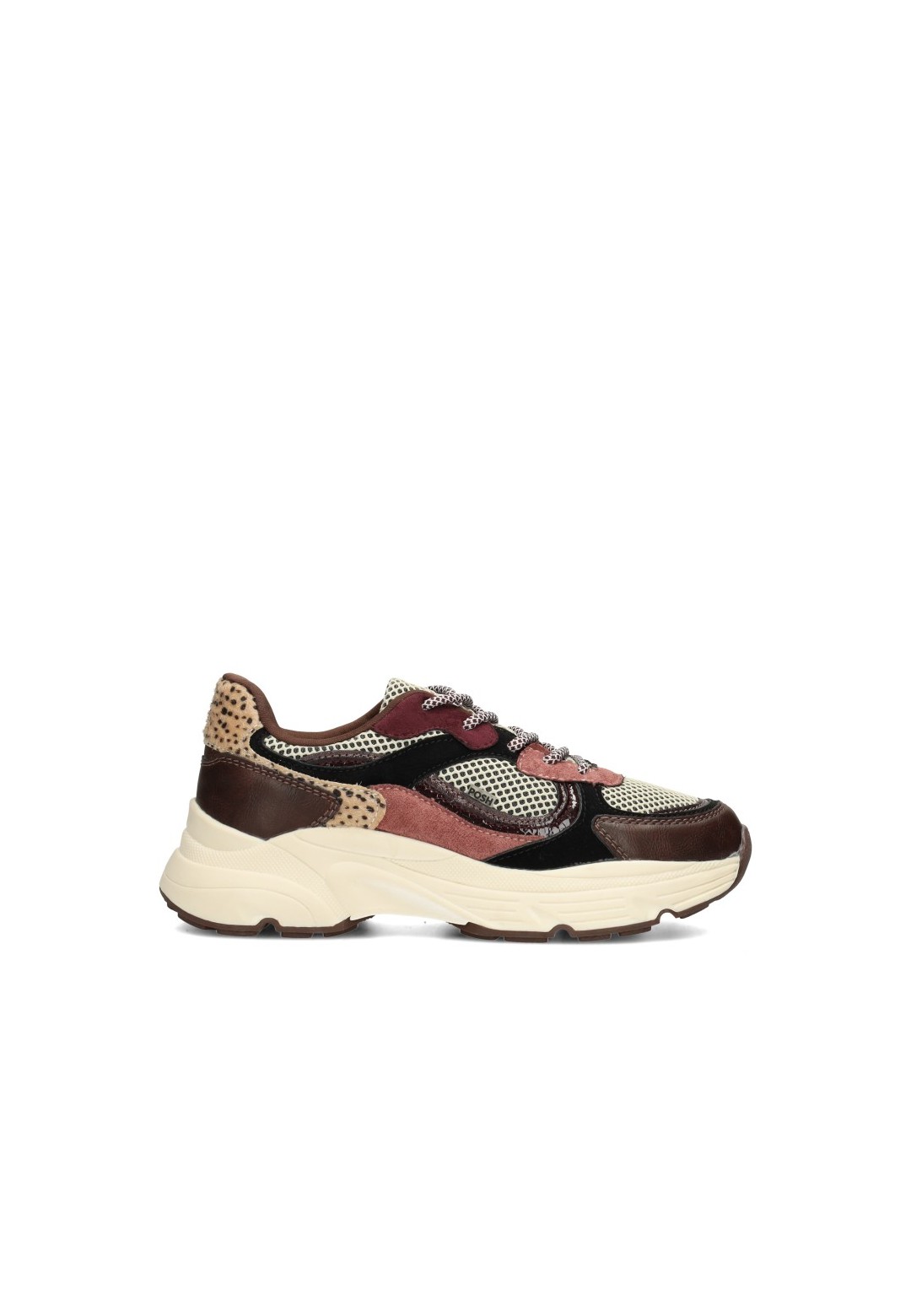 POSH By Poelman Angy Damen Sneaker bordeaux mit Animal-Print – Seitenansicht Produkt