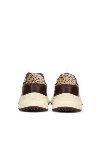 POSH By Poelman Angy bordeauxfarbene Sneaker mit Animal-Print – Rückansicht Paar