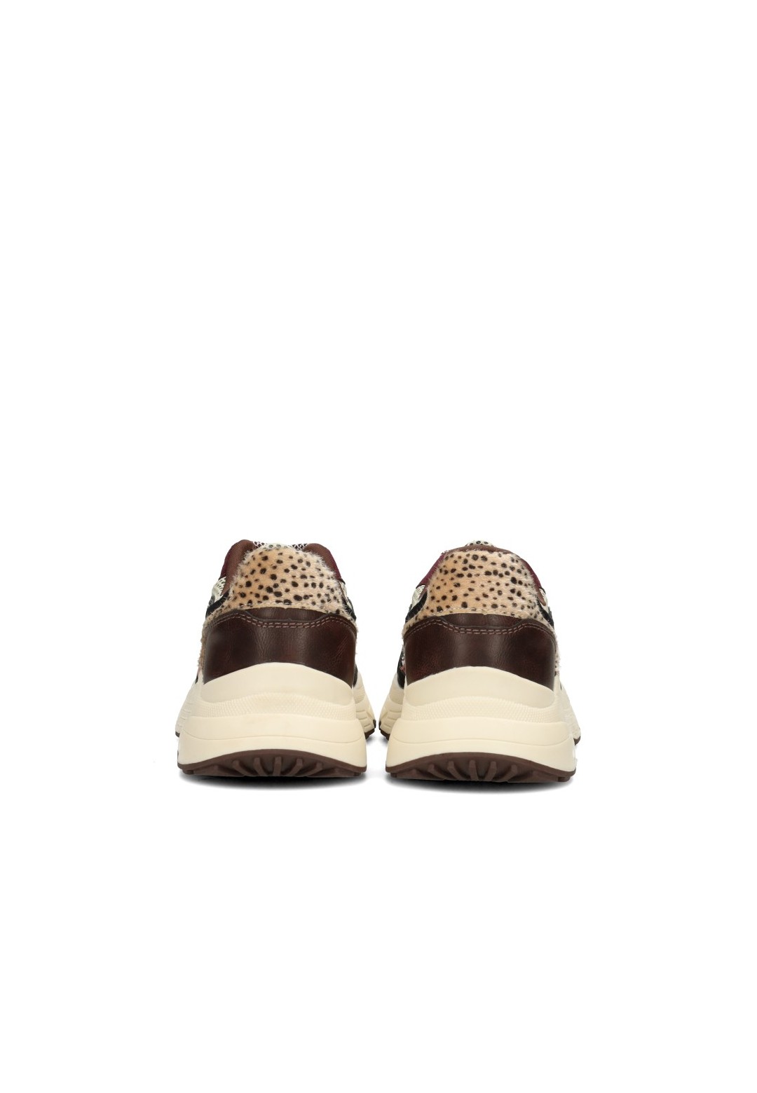 POSH By Poelman Angy bordeauxfarbene Sneaker mit Animal-Print – Rückansicht Paar
