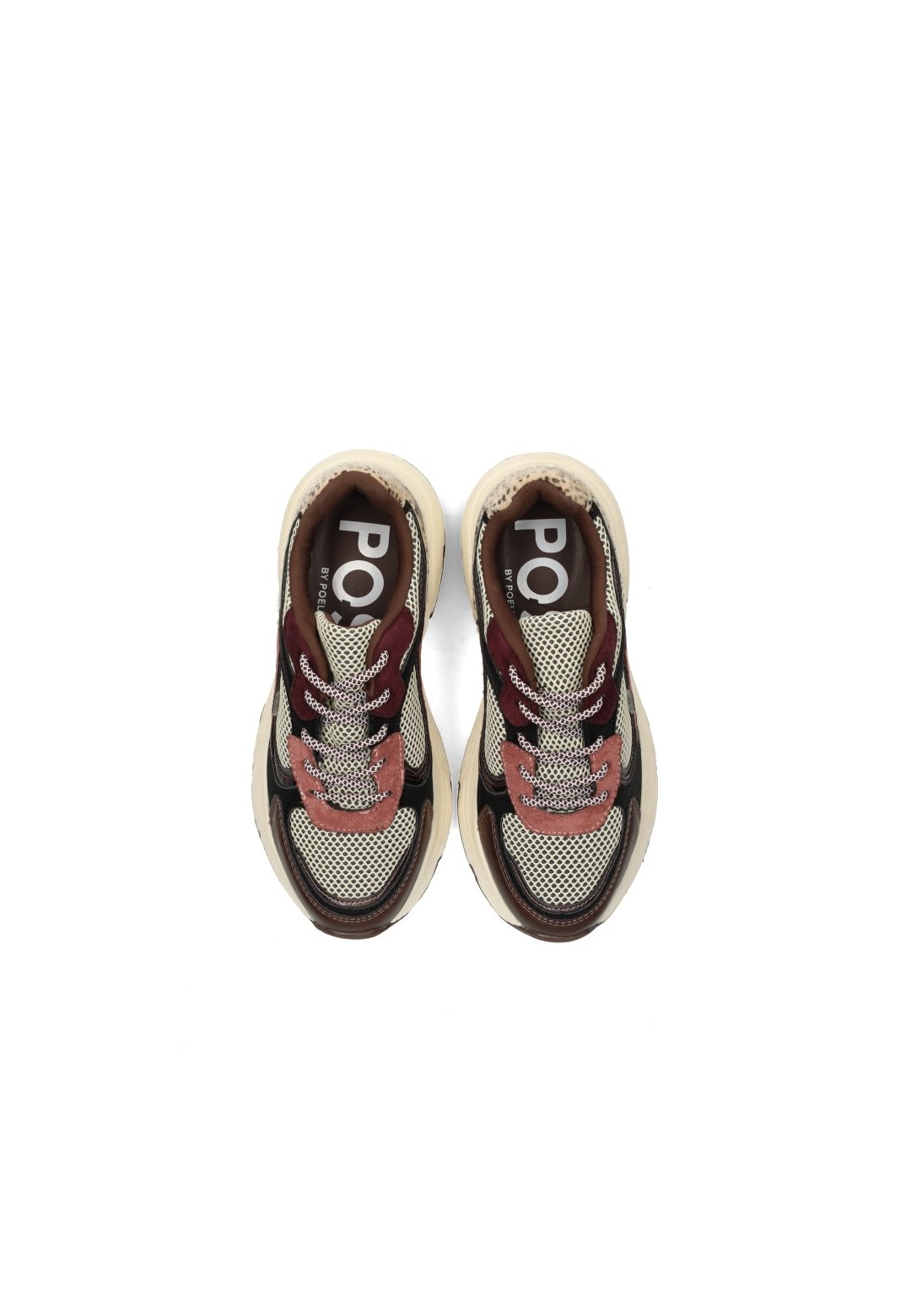 POSH By Poelman Angy Damen Sneaker bordeaux mit Animal-Print – Draufsicht Paar