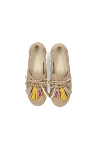 Poelman ANNE beige women's loafers with colourful details – top view