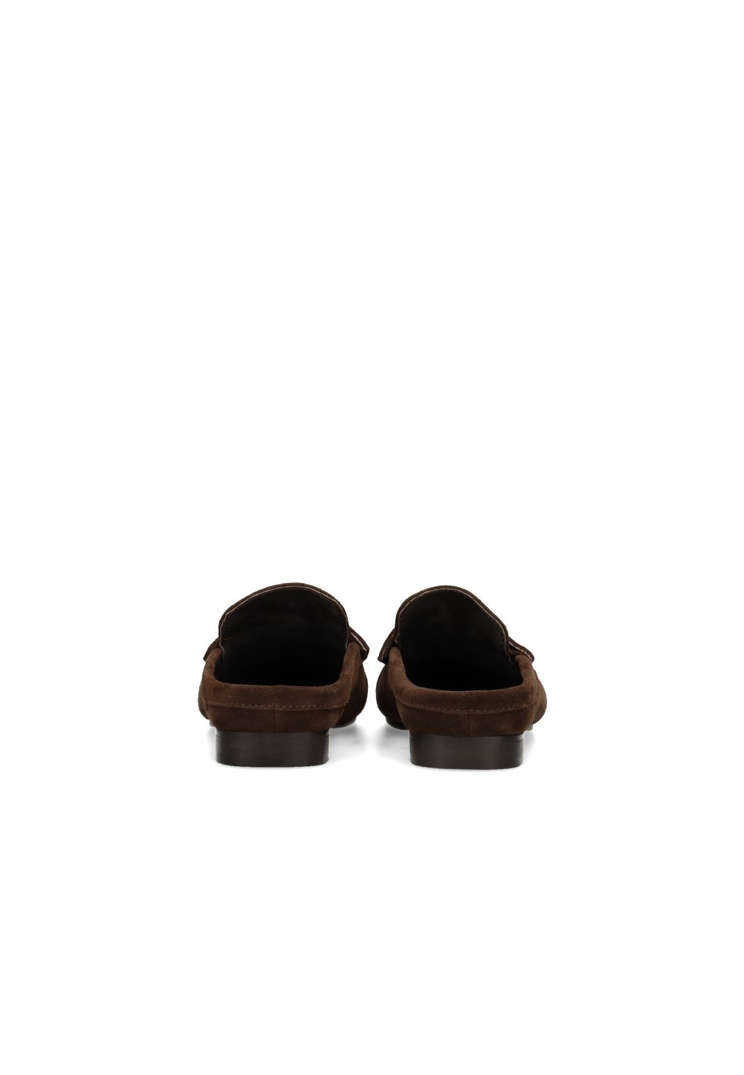 Achteraanzicht van de Poelman LOTTIE dames loafers van donkerbruin suède