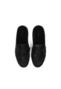 Bovenaanzicht van de Poelman LOTTIE dames loafers van zwart leer