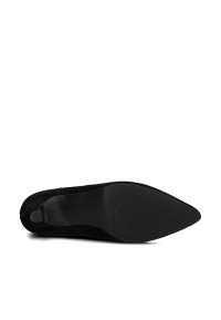 Sole view of the black suede Hannah boot by PS Poelman with a slim outsole and heel.