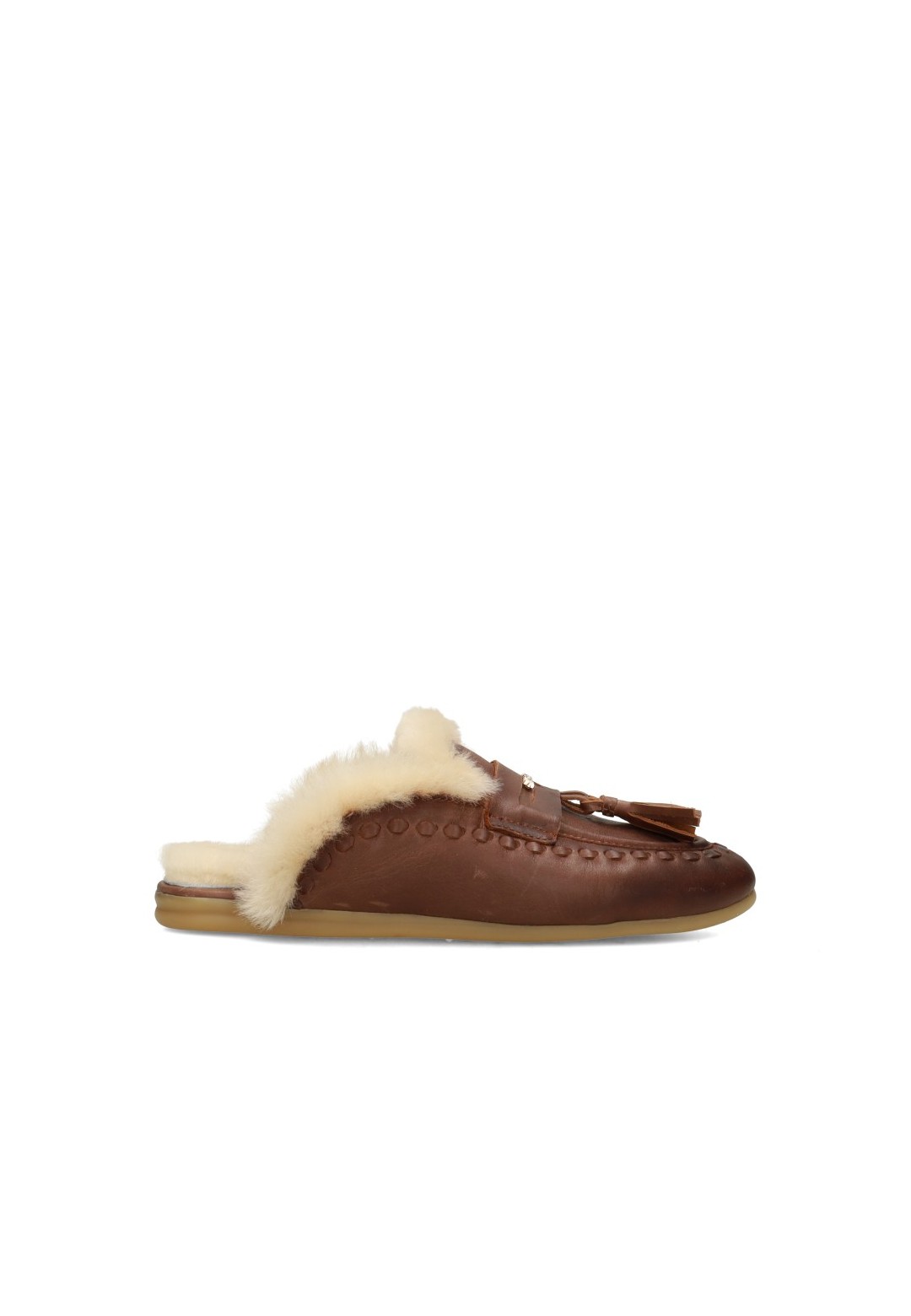Seitenansicht der braunen Haboob JOLIE Leder-Loafer mit weichem Futter
