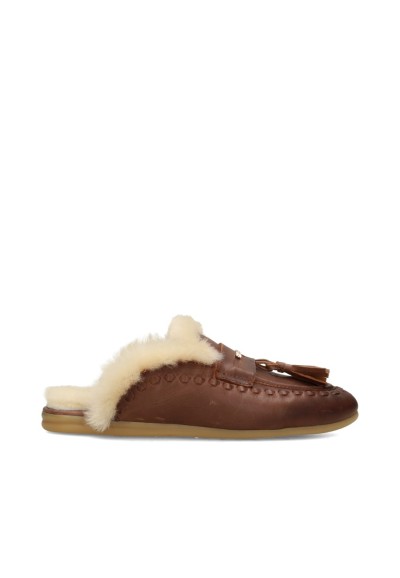 Zijaanzicht Haboob JOLIE bruine leren loafers met zachte voering